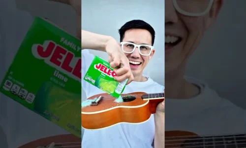 Sound test of a JELL-O filled ukulele.